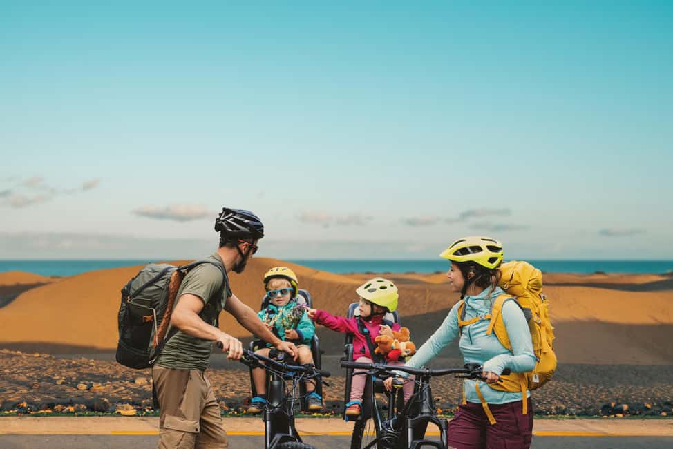 E-Bike Family Tour : Sightseeing Maspalomas Playa del Ingles - Maspalomas Dunes: riding beside a protected nature reserve