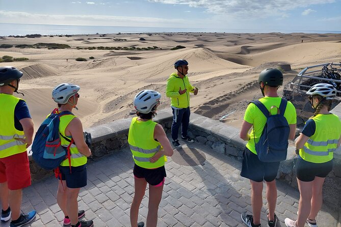 Electric Bike Panoramic South Coast Tour Optional Fishing Tapas - Electric bikes over Maspalomas dunes and the south coast