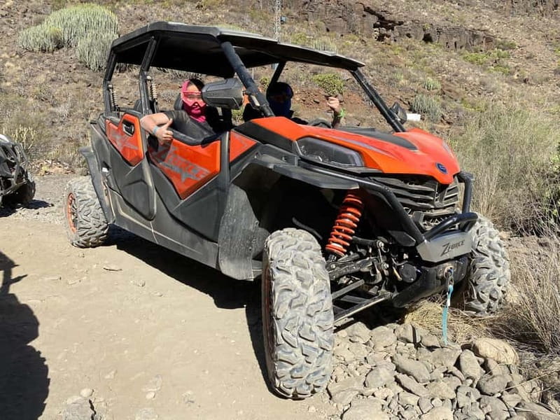 GRAN CANARIA: FAMILY MONSTER BUGGY <em>4 SEATS -LONG TOUR 2.5HR – Key Things To Know Before You Go’ /></p>
<ul>
<li><strong>You drive your own 4-seat buggy</strong> on the off-road mountain route (with supervision).</li>
<li><strong>Hotel pickup and drop-off are part of the deal</strong>, with several covered resort areas.</li>
<li><strong>Off-road goggles are provided</strong>, but <strong>dust masks are not</strong>, so bring your own if you’re sensitive.</li>
<li><strong>Kids start at 1 meter tall</strong> (about 4–5 years old), but children under 4 aren’t suitable.</li>
<li><strong>Driver rules matter</strong>: drivers must have a license and at least 1 year of driving experience, with drivers age 21+.</li>
<li><strong>You can switch drivers</strong> at no extra cost, which helps keep the whole family in the action.</li>
</ul>
<h2 id="family-4-seat-monster-buggy-what-you-actually-get">Family 4-Seat Monster Buggy: What You Actually Get</h2>
<p><img width="800" height="600" decoding="async" src=